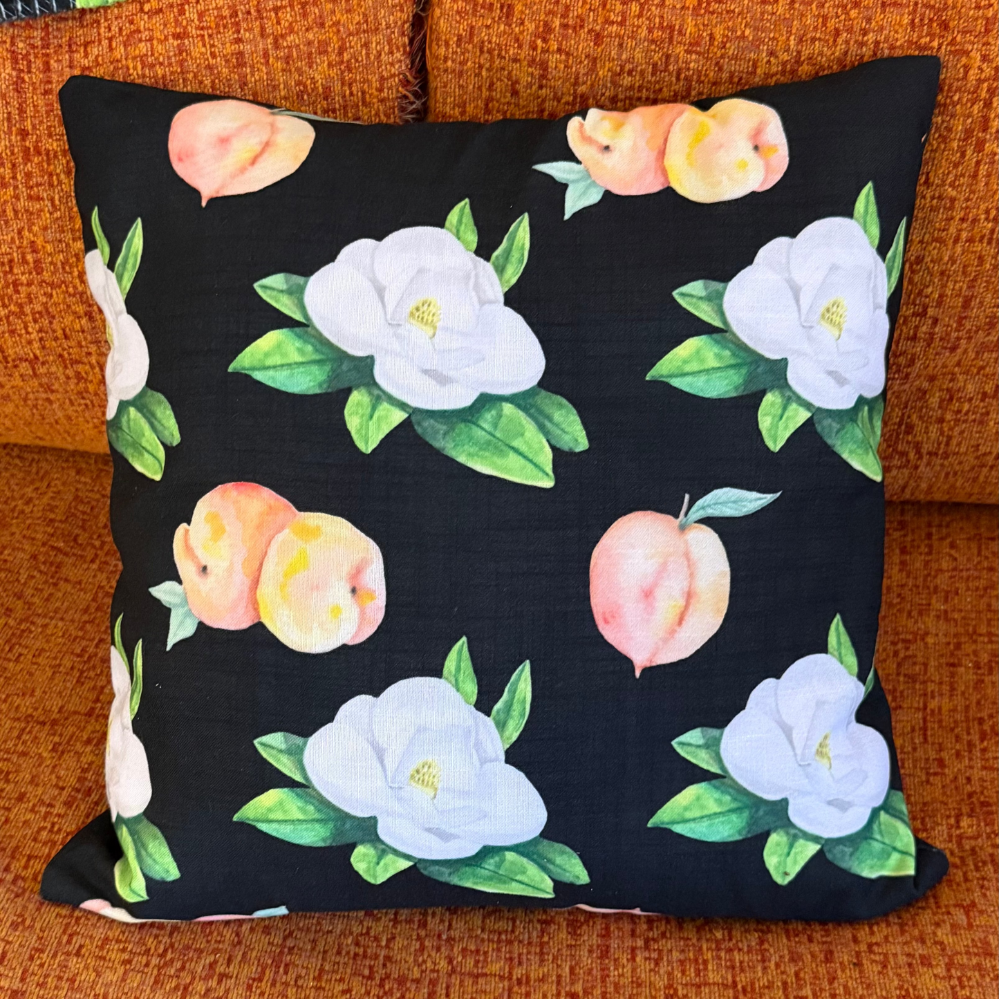 Magnolia and Peach Pillow
